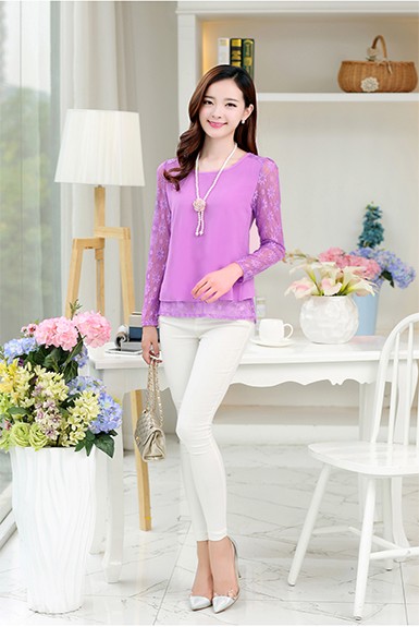 Áo ren phối voan thoải mái ngày hè công sở